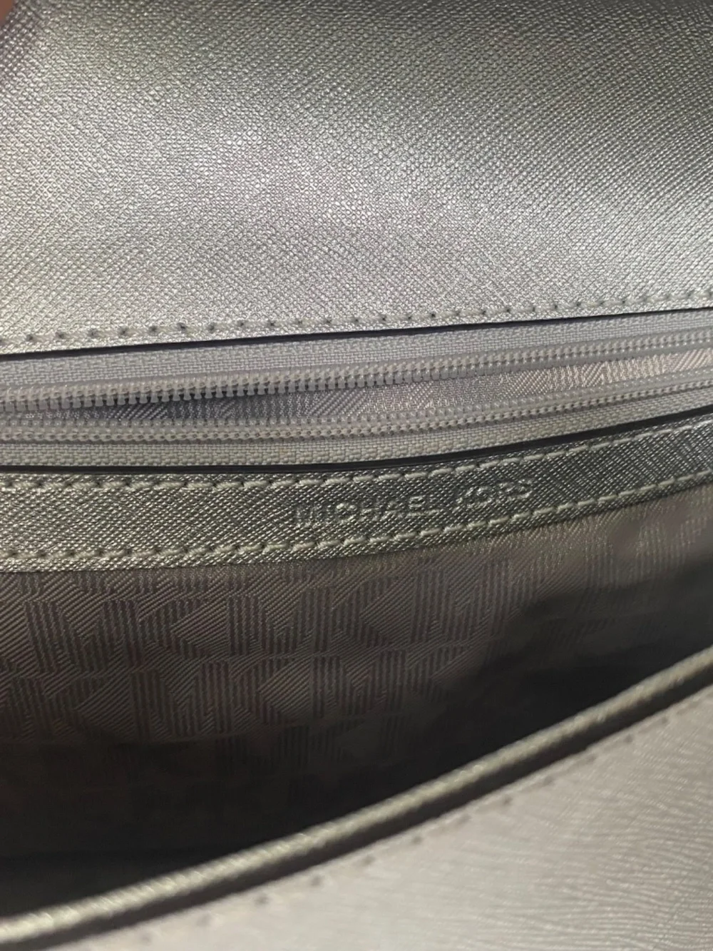 Michael Kors Silver Saffiano Leather Satchel Crossbody Bag